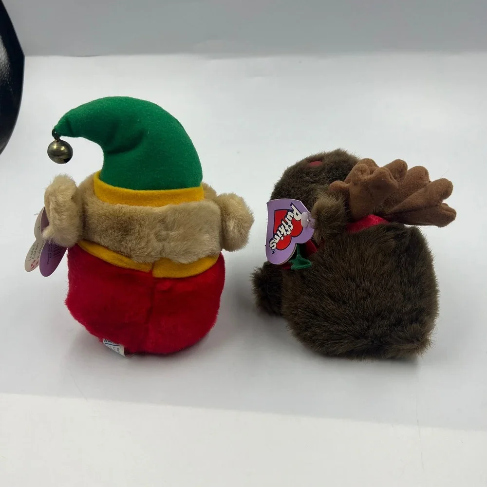 Vintage SWIBCO Puffkins Elvin Elf and Rudy Reindeer Christmas Plush Lot of 2 NWT